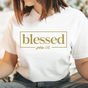 Blessed John 1:16 verse Unisex T-shirt Faith based Graphic
